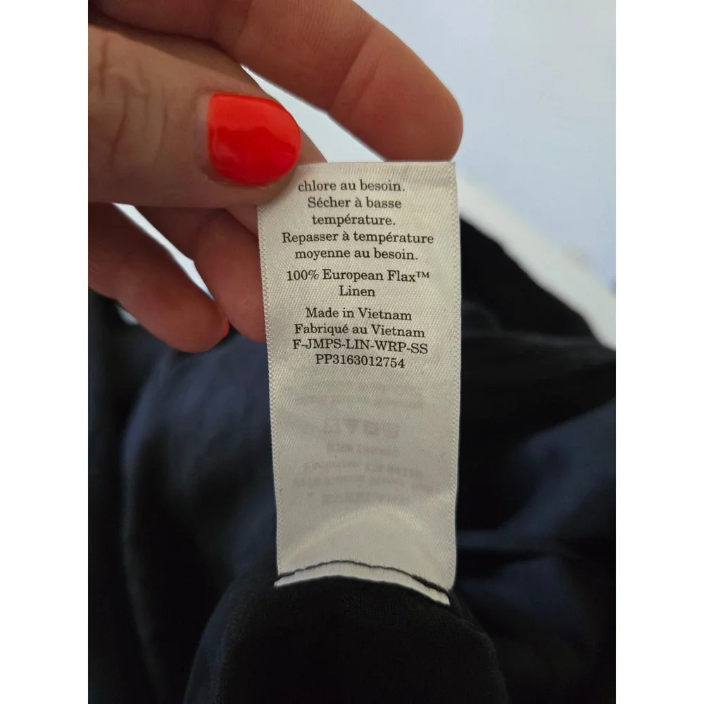 Everlane The Wrap Jumpsuit in Linen Black Short Sleeve Wide Leg Womens 8